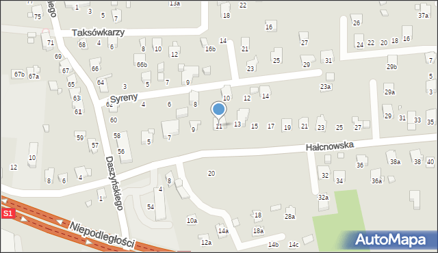 Bielsko-Biała, Hałcnowska, 11, mapa Bielsko-Białej