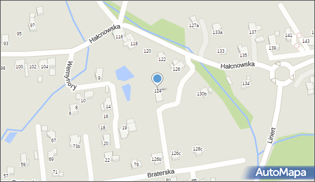 Bielsko-Biała, Hałcnowska, 124, mapa Bielsko-Białej