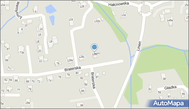 Bielsko-Biała, Hałcnowska, 128c, mapa Bielsko-Białej