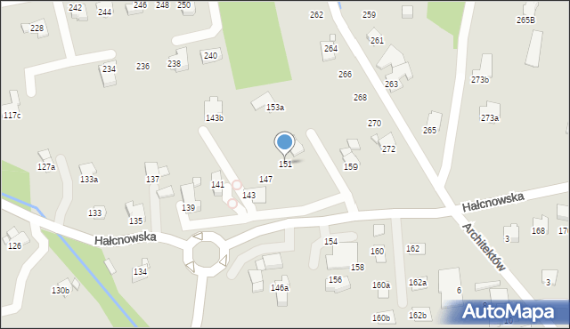 Bielsko-Biała, Hałcnowska, 151, mapa Bielsko-Białej