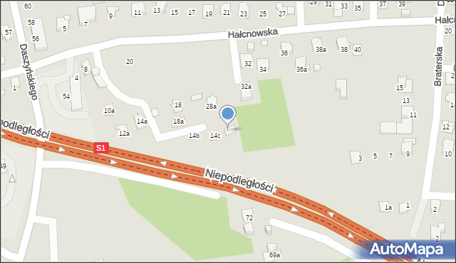 Bielsko-Biała, Hałcnowska, 16a, mapa Bielsko-Białej