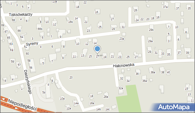 Bielsko-Biała, Hałcnowska, 17, mapa Bielsko-Białej