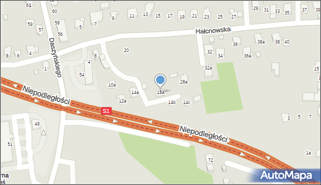 Bielsko-Biała, Hałcnowska, 18a, mapa Bielsko-Białej