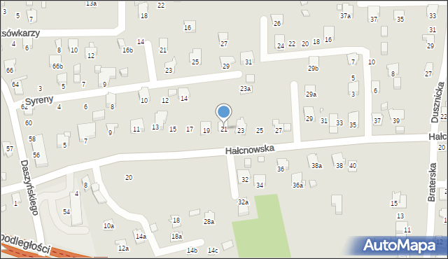 Bielsko-Biała, Hałcnowska, 21, mapa Bielsko-Białej
