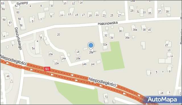 Bielsko-Biała, Hałcnowska, 28a, mapa Bielsko-Białej