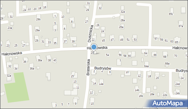 Bielsko-Biała, Hałcnowska, 52, mapa Bielsko-Białej