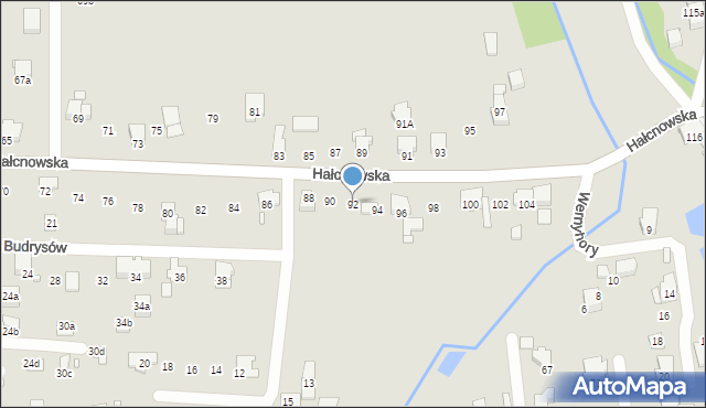Bielsko-Biała, Hałcnowska, 92, mapa Bielsko-Białej