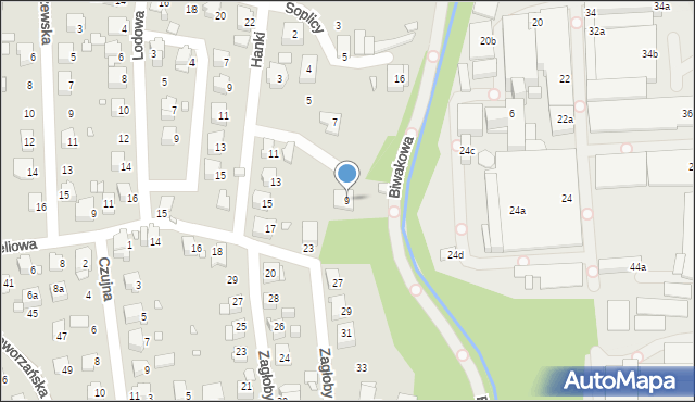 Bielsko-Biała, Hanki, 9, mapa Bielsko-Białej