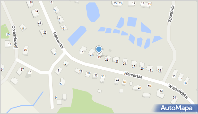 Biskupiec, Harcerska, 19, mapa Biskupiec