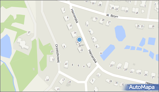 Biskupiec, Harcerska, 20, mapa Biskupiec