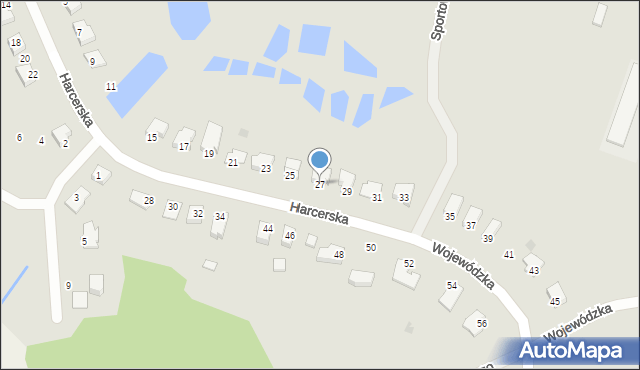 Biskupiec, Harcerska, 27, mapa Biskupiec