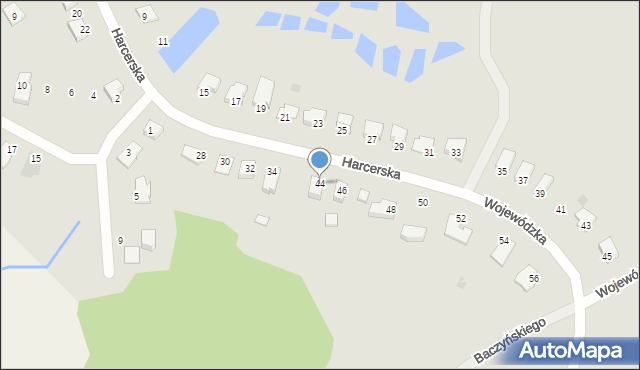 Biskupiec, Harcerska, 44, mapa Biskupiec