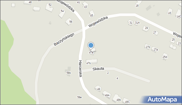 Biskupiec, Harcerska, 47a, mapa Biskupiec