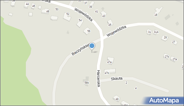 Biskupiec, Harcerska, 58, mapa Biskupiec