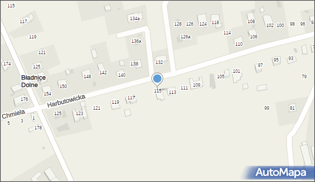 Bładnice Dolne, Harbutowicka, 115, mapa Bładnice Dolne
