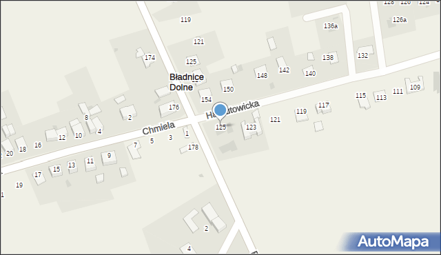 Bładnice Dolne, Harbutowicka, 125, mapa Bładnice Dolne