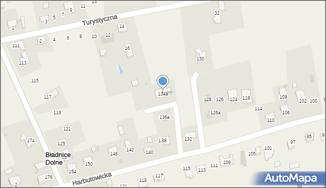 Bładnice Dolne, Harbutowicka, 134a, mapa Bładnice Dolne