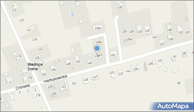 Bładnice Dolne, Harbutowicka, 138, mapa Bładnice Dolne