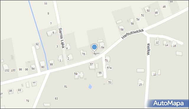 Bładnice Dolne, Harbutowicka, 70, mapa Bładnice Dolne