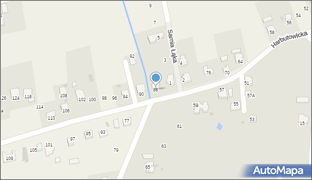 Bładnice Dolne, Harbutowicka, 88, mapa Bładnice Dolne
