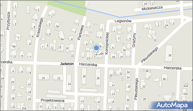 Błonie, Harcerska, 29, mapa Błonie