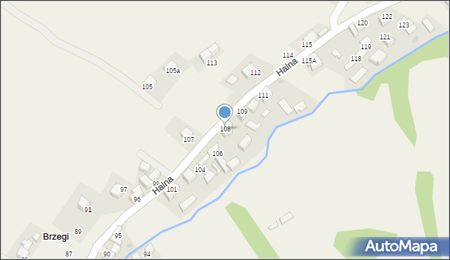 Brzegi, Halna, 108, mapa Brzegi