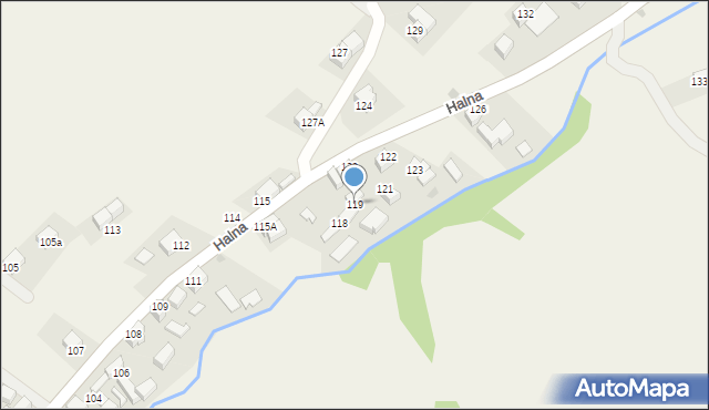 Brzegi, Halna, 119, mapa Brzegi