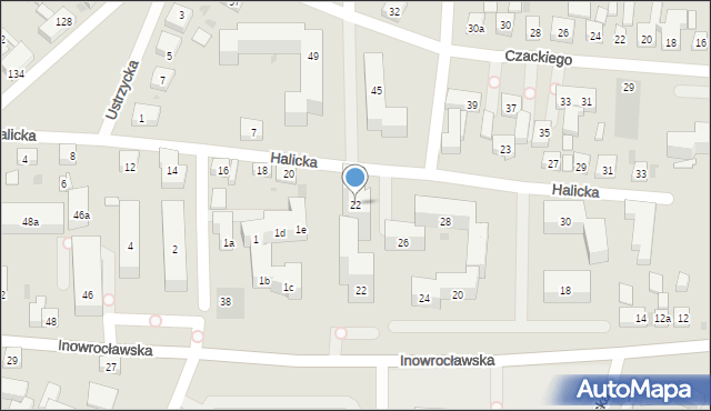 Bydgoszcz, Halicka, 22, mapa Bydgoszczy