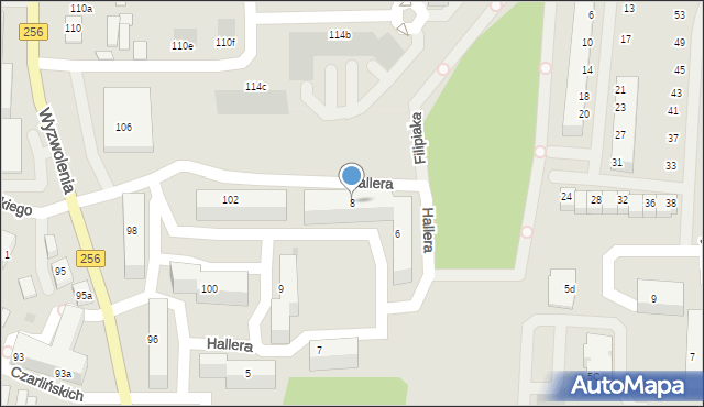 Bydgoszcz, Hallera Józefa, gen., 8, mapa Bydgoszczy