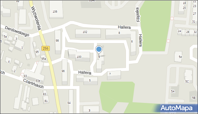 Bydgoszcz, Hallera Józefa, gen., 9, mapa Bydgoszczy