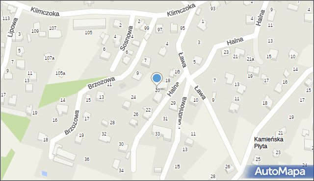 Bystra, Halna, 20, mapa Bystra