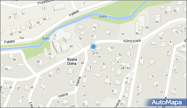 Bystra, Halna, 3, mapa Bystra