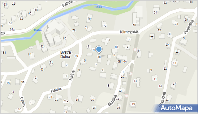 Bystra, Halna, 3b, mapa Bystra