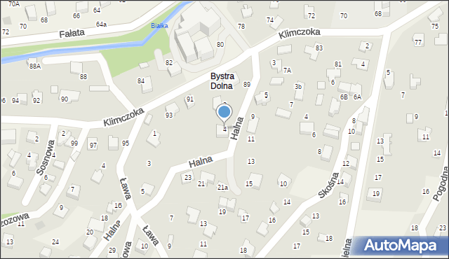 Bystra, Halna, 4, mapa Bystra