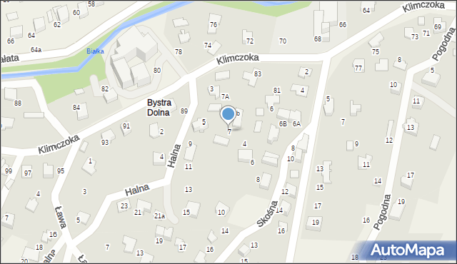 Bystra, Halna, 7, mapa Bystra