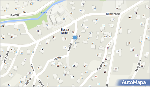 Bystra, Halna, 9, mapa Bystra