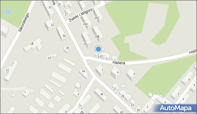 Cieszyn, Hallera Józefa, gen., 1, mapa Cieszyna