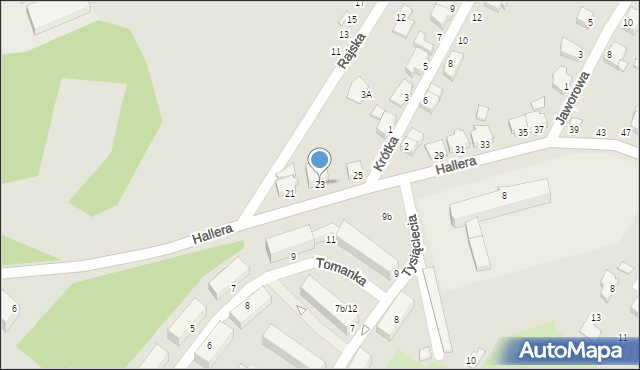 Cieszyn, Hallera Józefa, gen., 23, mapa Cieszyna