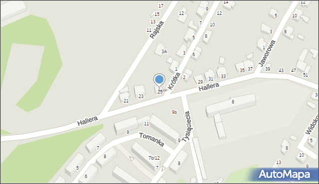 Cieszyn, Hallera Józefa, gen., 25, mapa Cieszyna