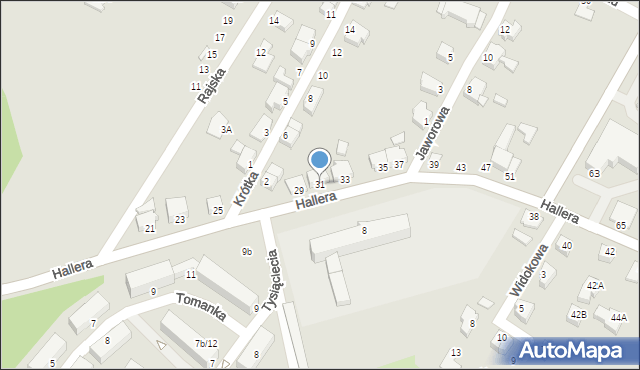 Cieszyn, Hallera Józefa, gen., 31, mapa Cieszyna