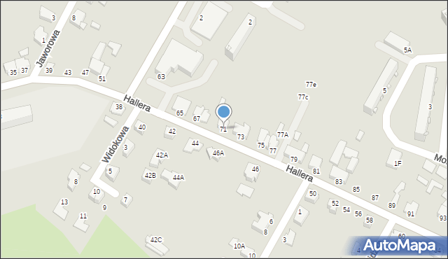 Cieszyn, Hallera Józefa, gen., 71, mapa Cieszyna