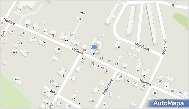 Cieszyn, Hallera Józefa, gen., 83, mapa Cieszyna