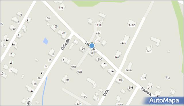 Cieszyn, Hallera Józefa, gen., 98, mapa Cieszyna