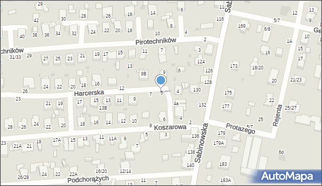 Częstochowa, Harcerska, 5, mapa Częstochowy