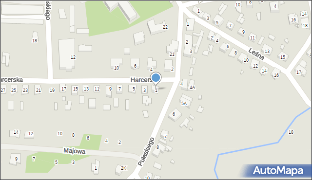 Dębno, Harcerska, 1, mapa Dębno