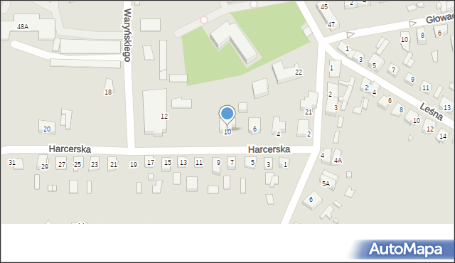 Dębno, Harcerska, 10, mapa Dębno