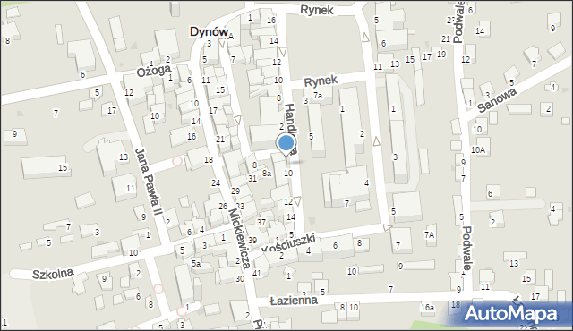 Dynów, Handlowa, 6, mapa Dynów