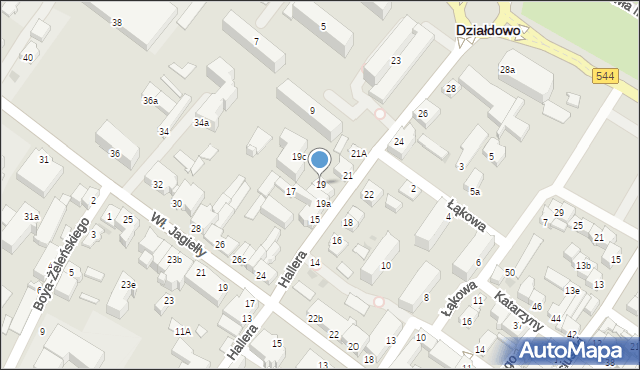 Działdowo, Hallera Józefa, gen., 19, mapa Działdowo