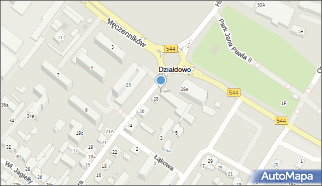 Działdowo, Hallera Józefa, gen., 28b, mapa Działdowo