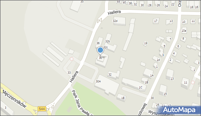 Działdowo, Hallera Józefa, gen., 30, mapa Działdowo